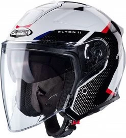 Caberg Flyon II Boss, Jethelm -Professionelles Geschäft für Motorradausrüstung caberg helm flyon ii boss weiss schwarz rot blau groesse l 79743 8